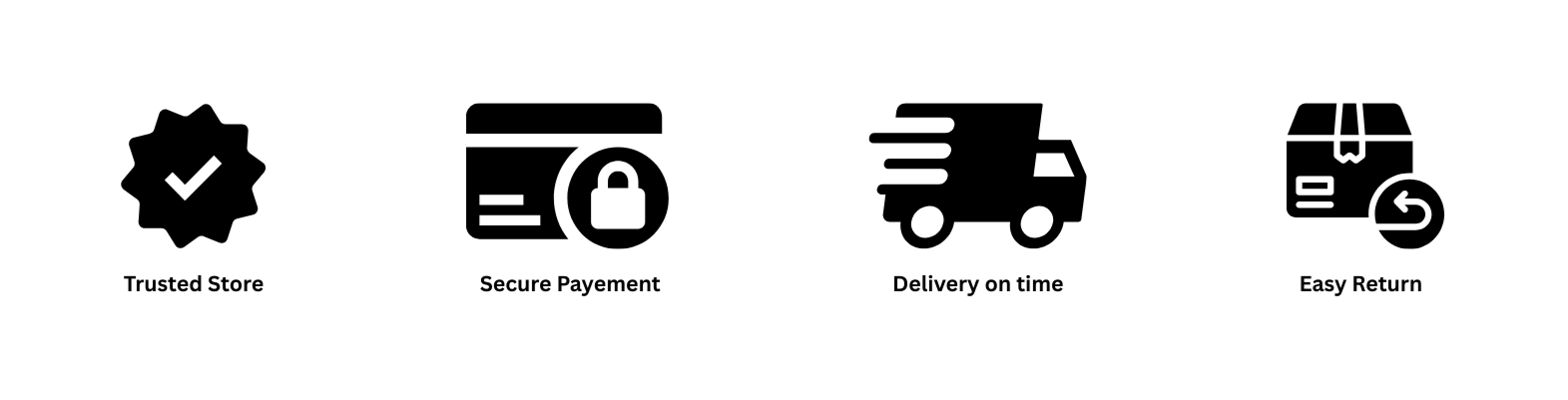Words Armor trust badges - Trusted Store, Secure Payment, Fast Delivery, Easy Returns