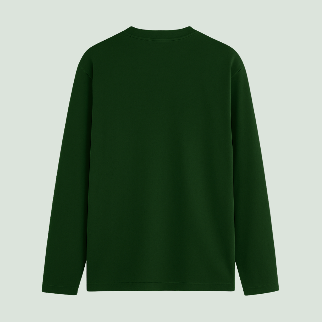 Green long-sleeve shirt on a light gray background wordsarmor