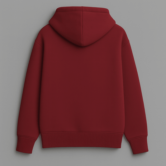 solid plain maroon oversized hoodie front and back view for men and women by Words Armor