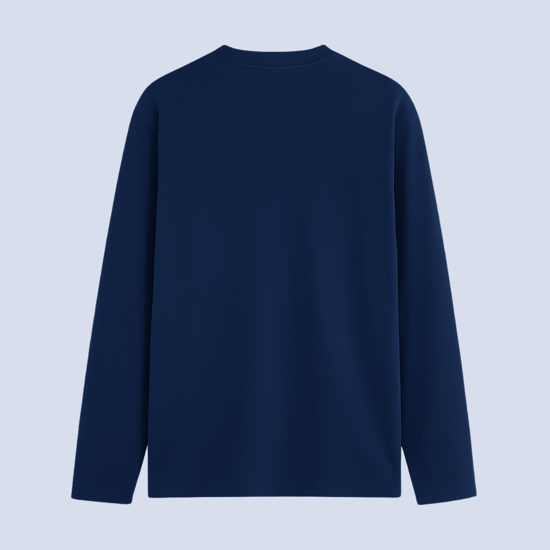 Navy Solid Full Sleeve T-Shirt Back View - Words Armor