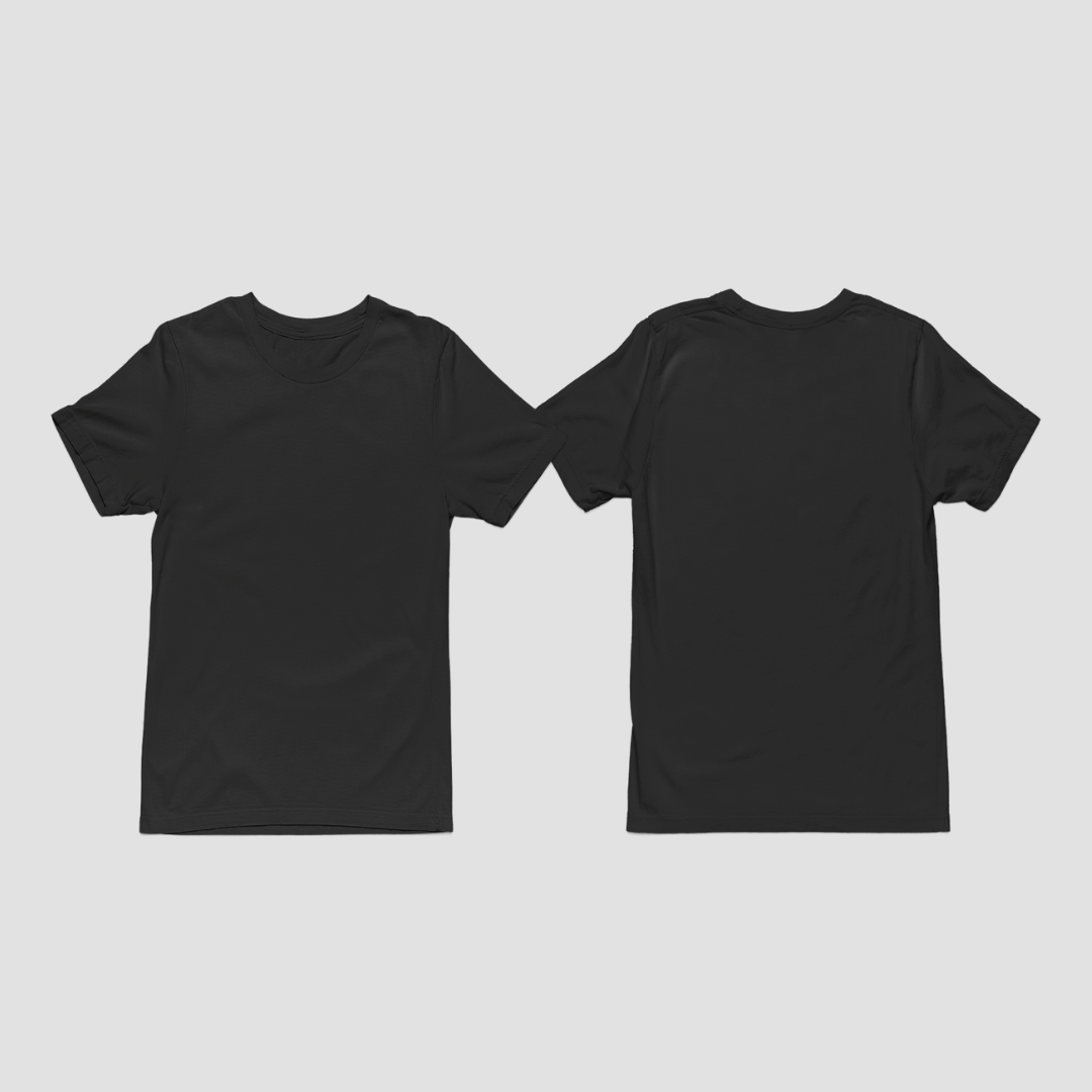 Back view of plain black oversized unisex T-shirt – Words Armor