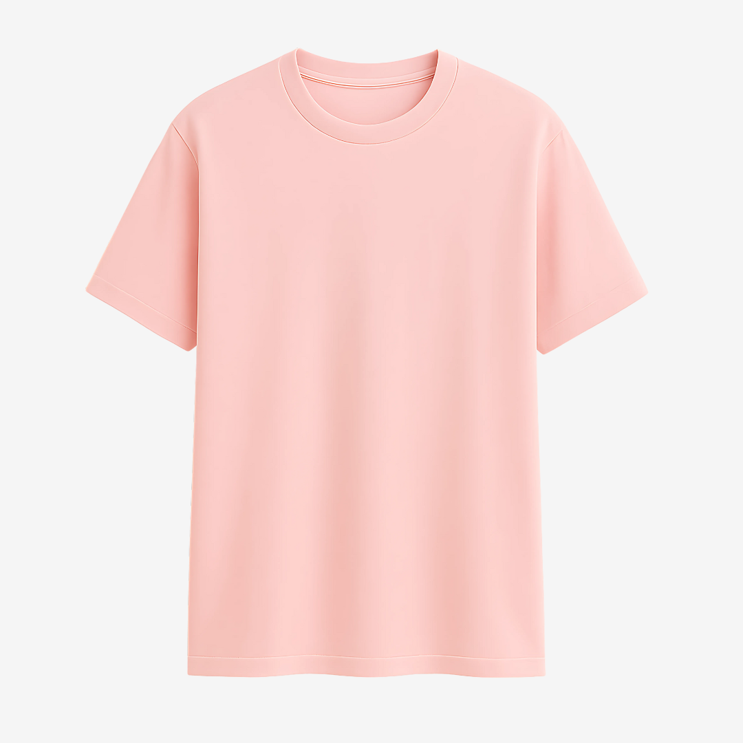 Plain solid peach classic half sleeve t-shirt front view by Words Armor