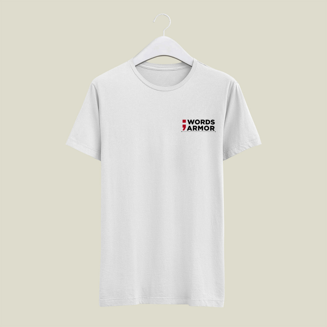 Words Armor Classic Half Sleeve T-Shirt with Logo Print Front View