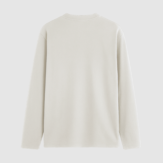 White long-sleeve tshirt on a light gray background wordsrmor