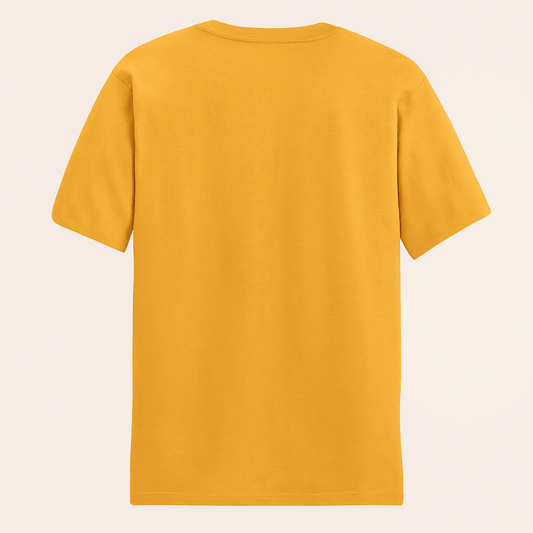 Words Armor golden yellow plain classic half sleeve tshirt back view – breathable cotton finish