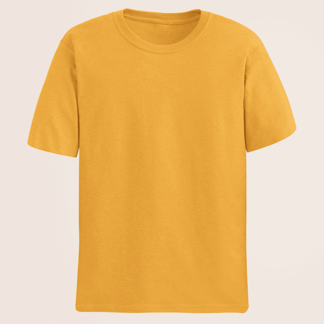 Words Armor golden yellow plain classic half sleeve tshirt front view – unisex fit