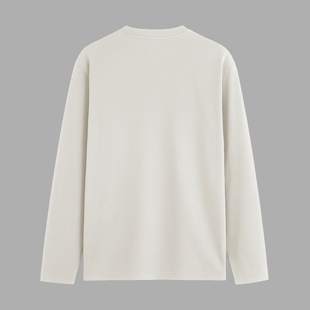 White long-sleeve shirt on a gray background wordsarmor