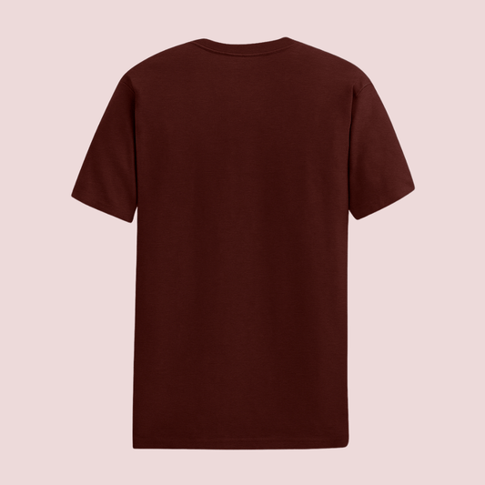 Back view of plain maroon classic half sleeve tshirt by Words Armor – unisex cotton fit