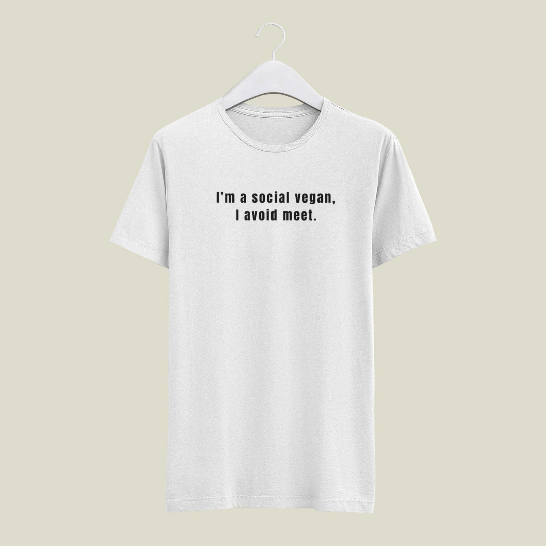 White t-shirt with text on a beige background wordsarmor.
