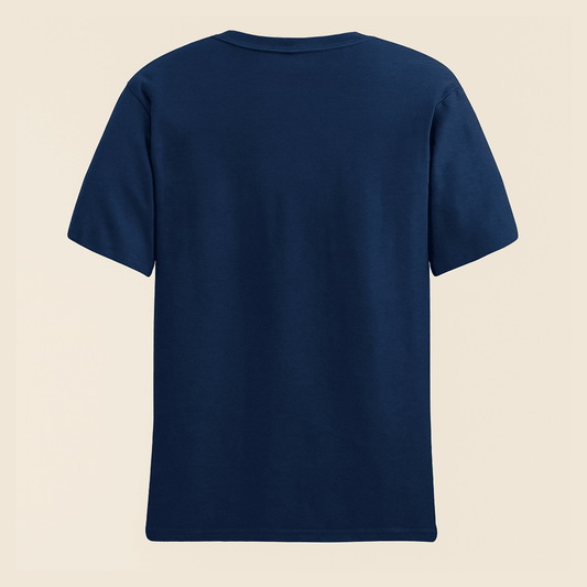 Words Armor navy blue plain classic half sleeve tshirt back view – breathable cotton finish