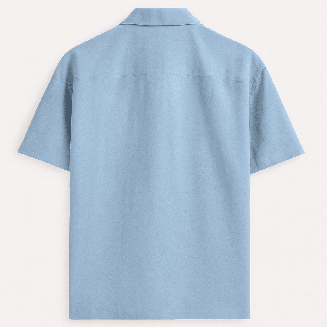 Baby blue oversized unisex shirt – back button view – half sleeves – Words Armor