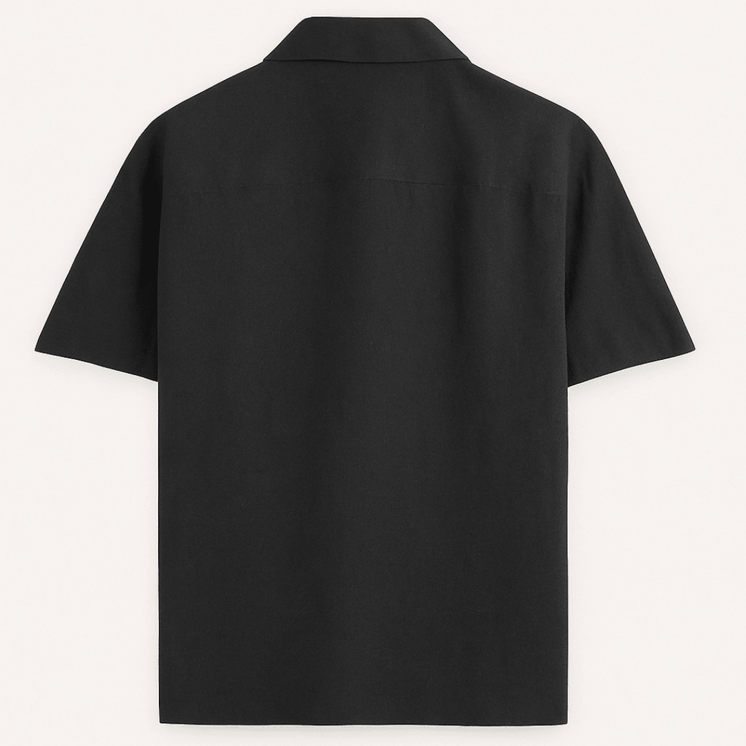 Oversized unisex black shirt – back button-up design – half sleeves – Words Armor