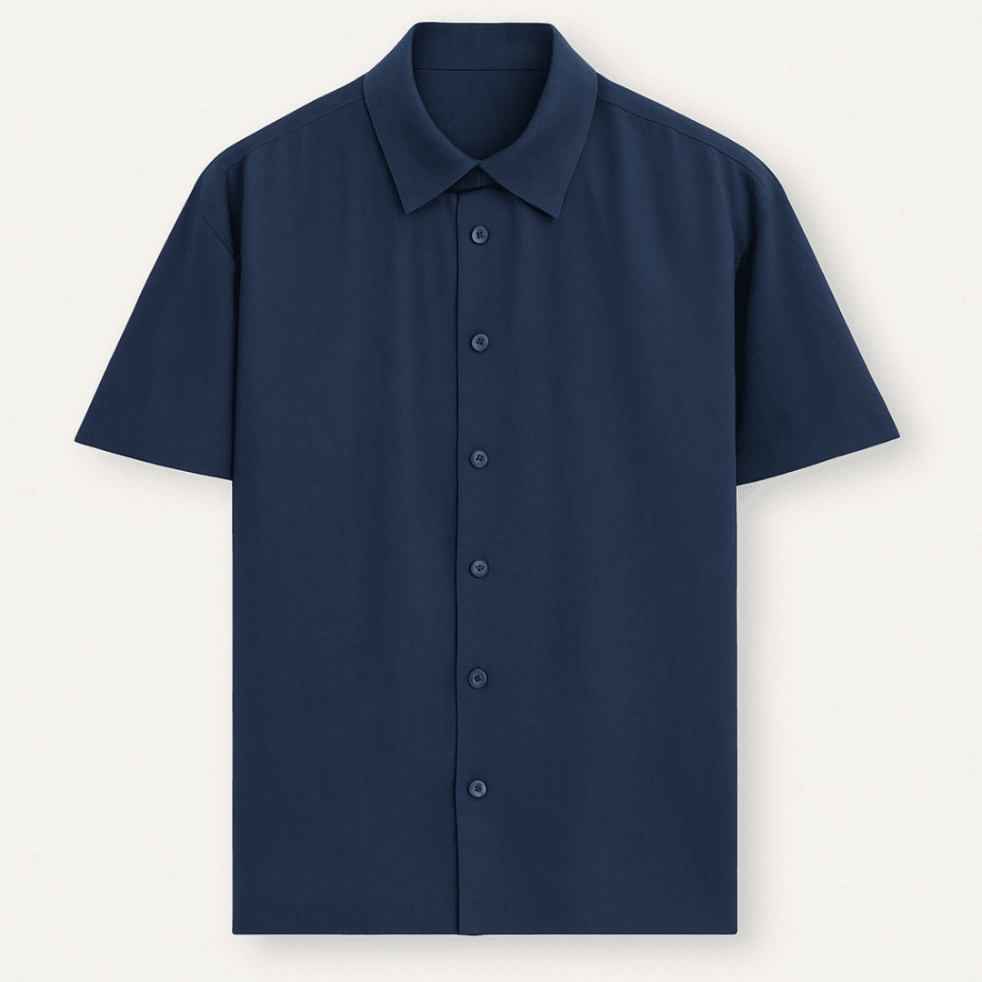 Unisex oversized navy blue half sleeve shirt – front view – relaxed fit – Words Armor