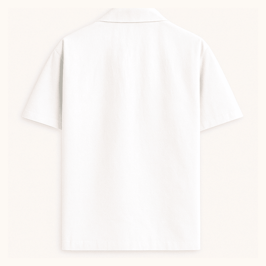 Plain white unisex oversized shirt – back view – soft cotton shirt – Words Armor