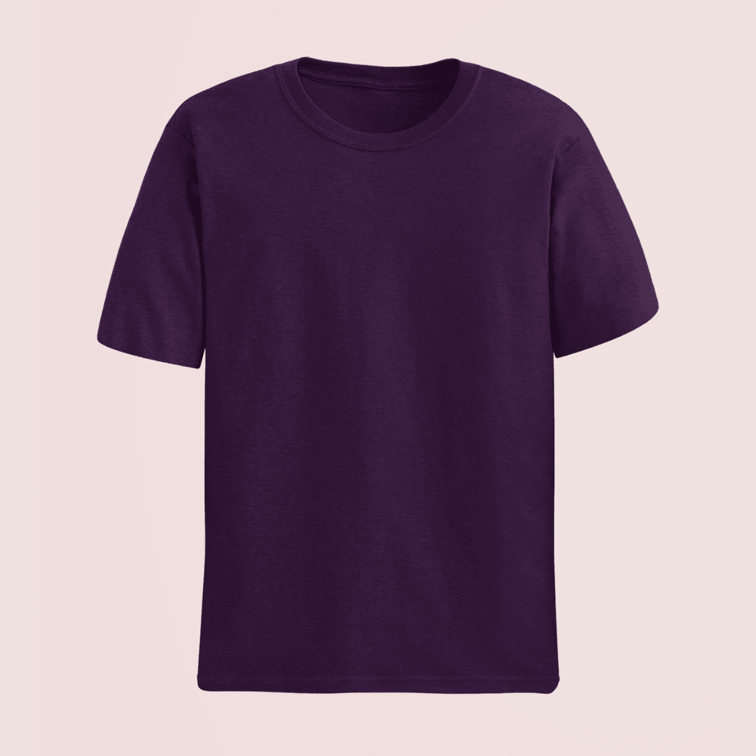 Front view of purple classic plain unisex tshirt by Words Armor