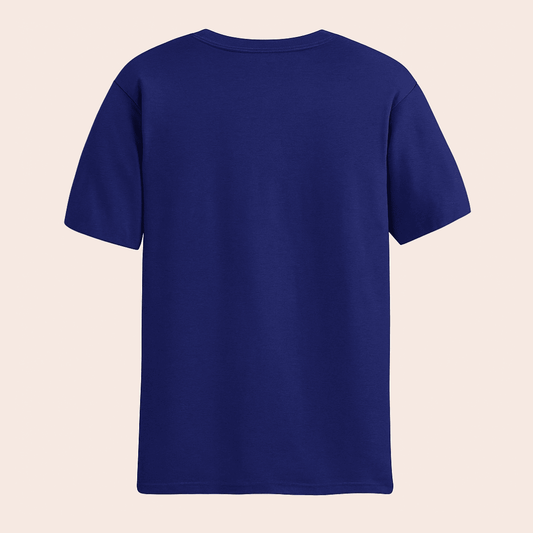 Words Armor royal blue plain classic half sleeve tshirt back view – breathable cotton finish