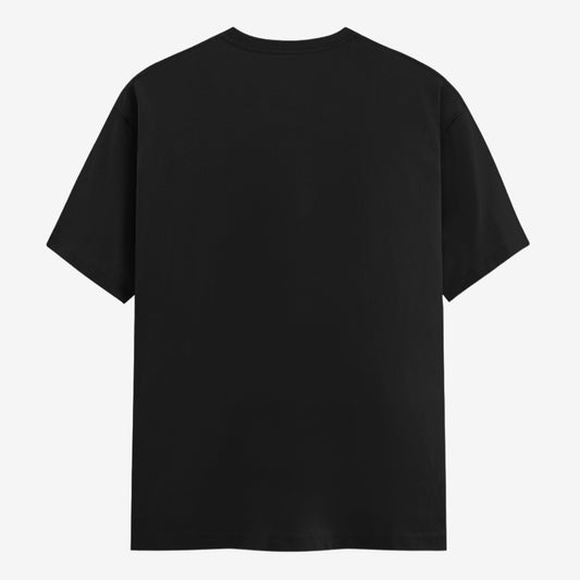Words Armor solid plain black t shirt back view for men and women