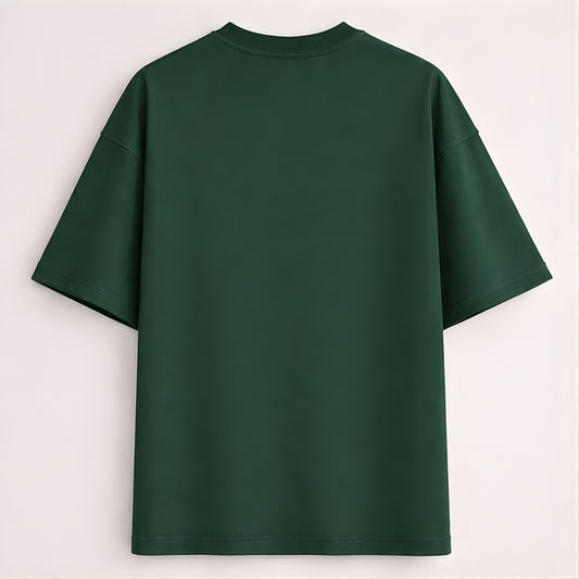 Words Armor solid plain bottle green oversized t shirt back view for men and women