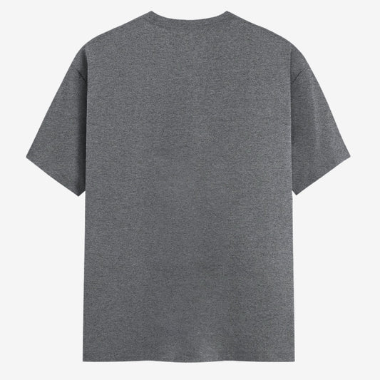 Words Armor solid plain charcoal grey t shirt back view for men and women