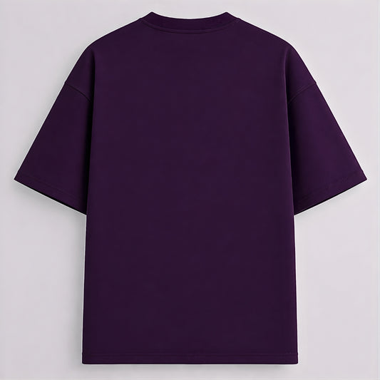 Words Armor solid plain purple oversized t shirt back view for men and women