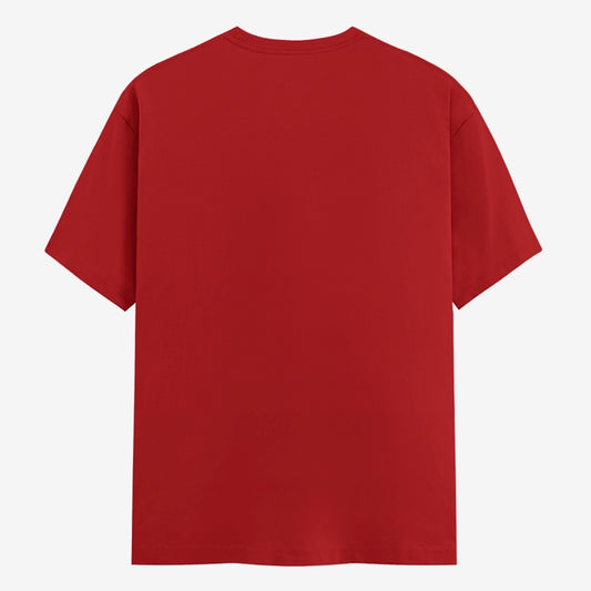 Words Armor solid plain red t shirt back view for men and women