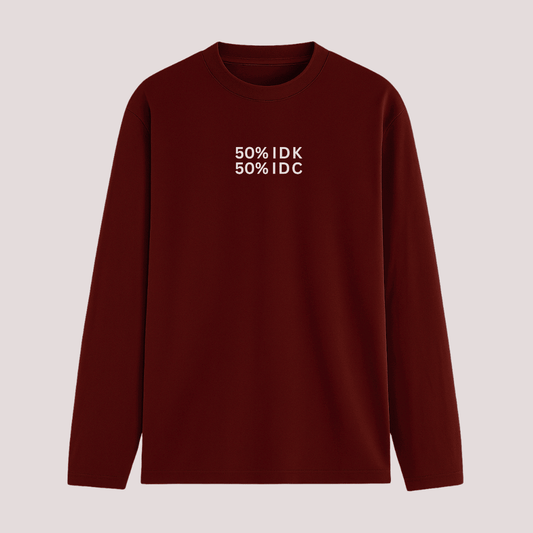 Maroon long-sleeve shirt with white text on a light gray background wordsarmor