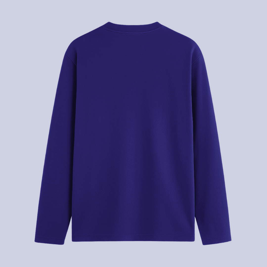 Purple long-sleeve shirt on a light purple background wordsarmor