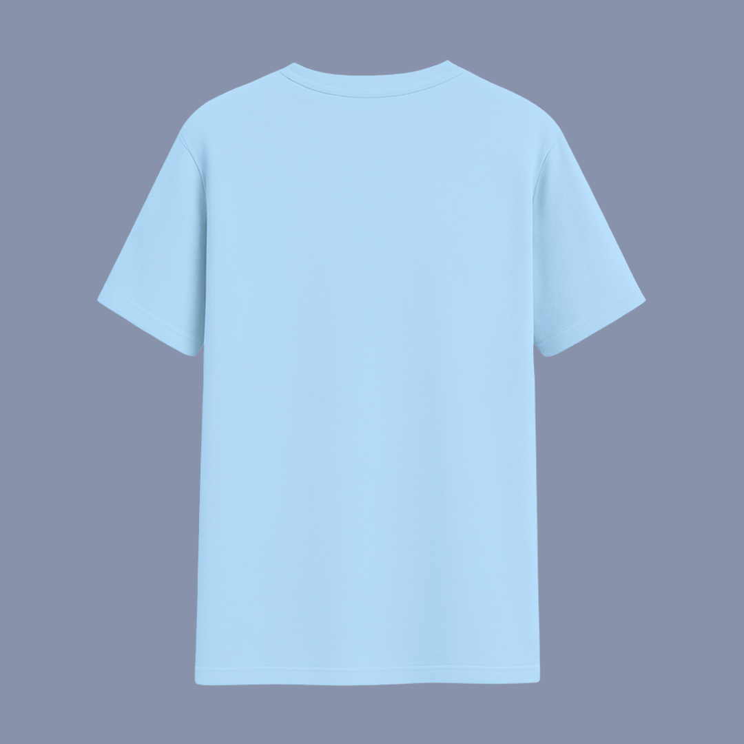 Light blue t-shirt on a solid gray background wordsarmor