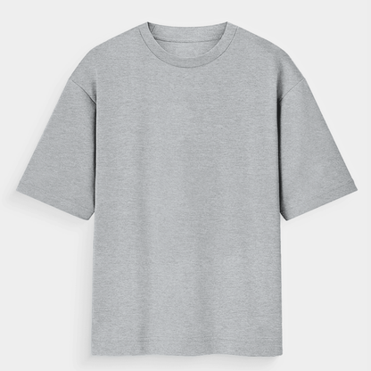 Plain melange grey oversized t-shirt for men and women – front view