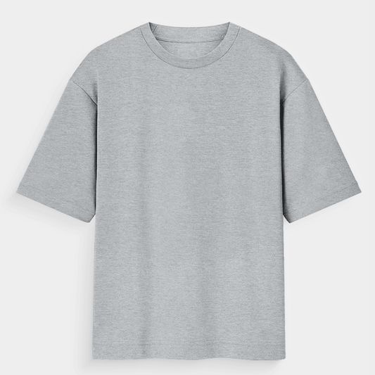Plain melange grey oversized t-shirt for men and women – front view