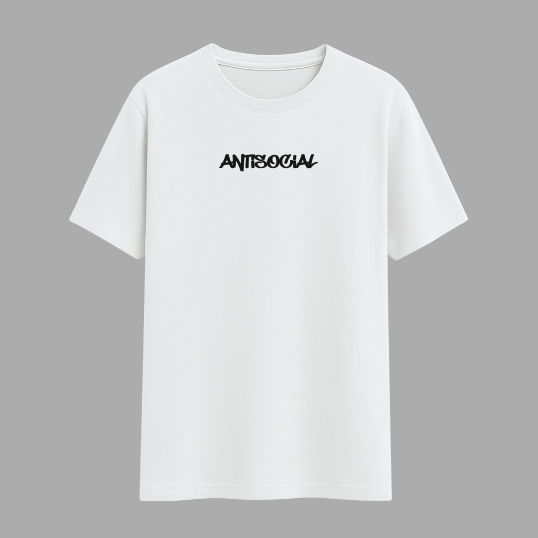 Antisocial white t-shirt for men and women by Words Armor