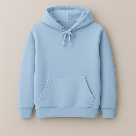Baby blue solid plain warm cozy hoodie by Words Armor