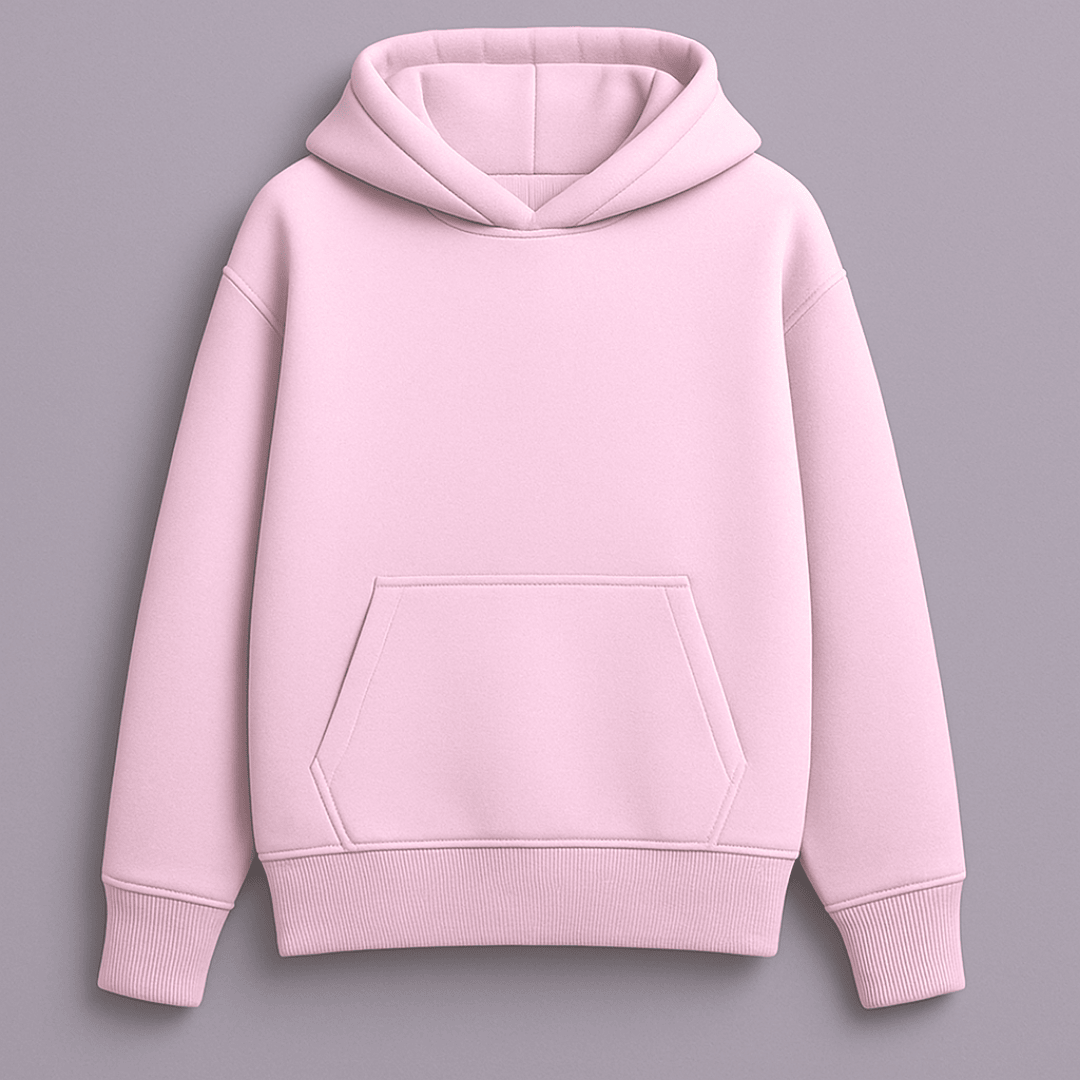 solid plain baby pink oversized hoodie front and back view for men and women by Words Armor