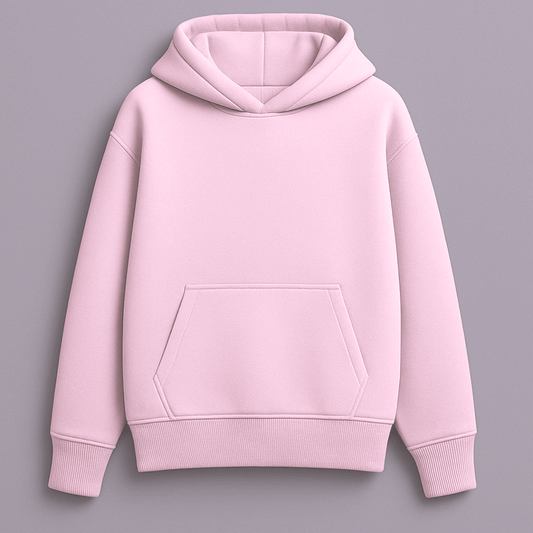 solid plain baby pink oversized hoodie front and back view for men and women by Words Armor