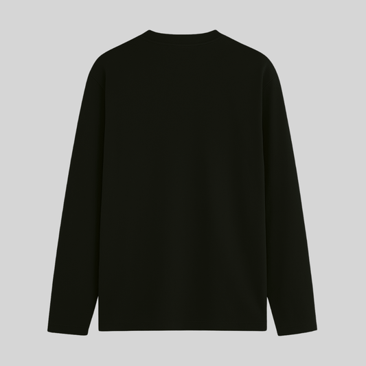 Black Solid Full Sleeve T-Shirt Back View - Words Armor