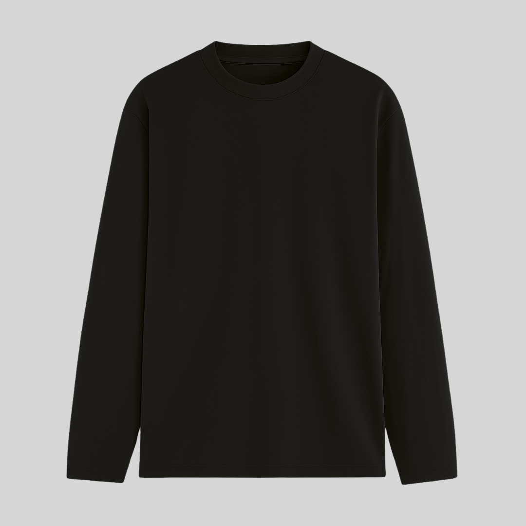 Black Solid Full Sleeve T-Shirt Front View - Words Armor