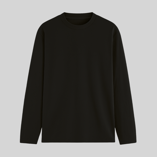 Black Solid Full Sleeve T-Shirt Front View - Words Armor