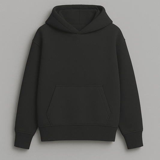 solid plain black oversized hoodie front and back view for men and women by Words Armor
