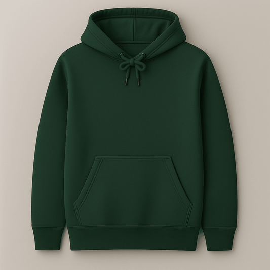 Bottle green solid plain warm cozy hoodie by Words Armor
