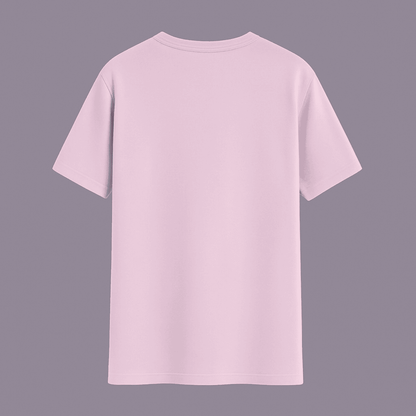 Cataholic Cat Lovers T-Shirt in baby pink colour with small cute cat print symbolizing faith and love.