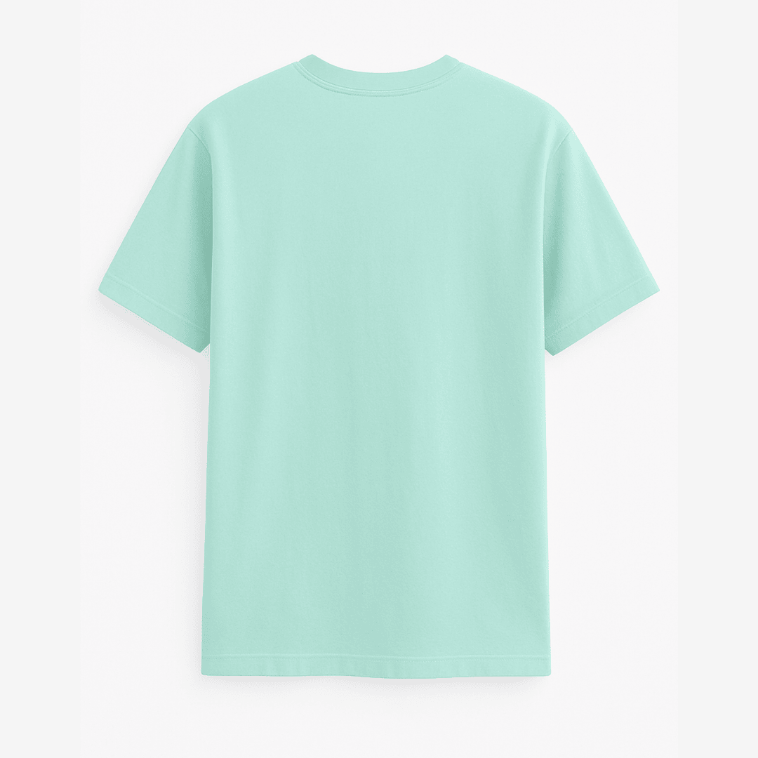 Cataholic Cat Lovers T-Shirt in mint jade green colour with small, minimal cat illustration on chest area.
