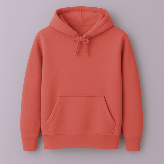 Coral solid plain insulated warm cozy premium cotton hoodie by Words Armor
