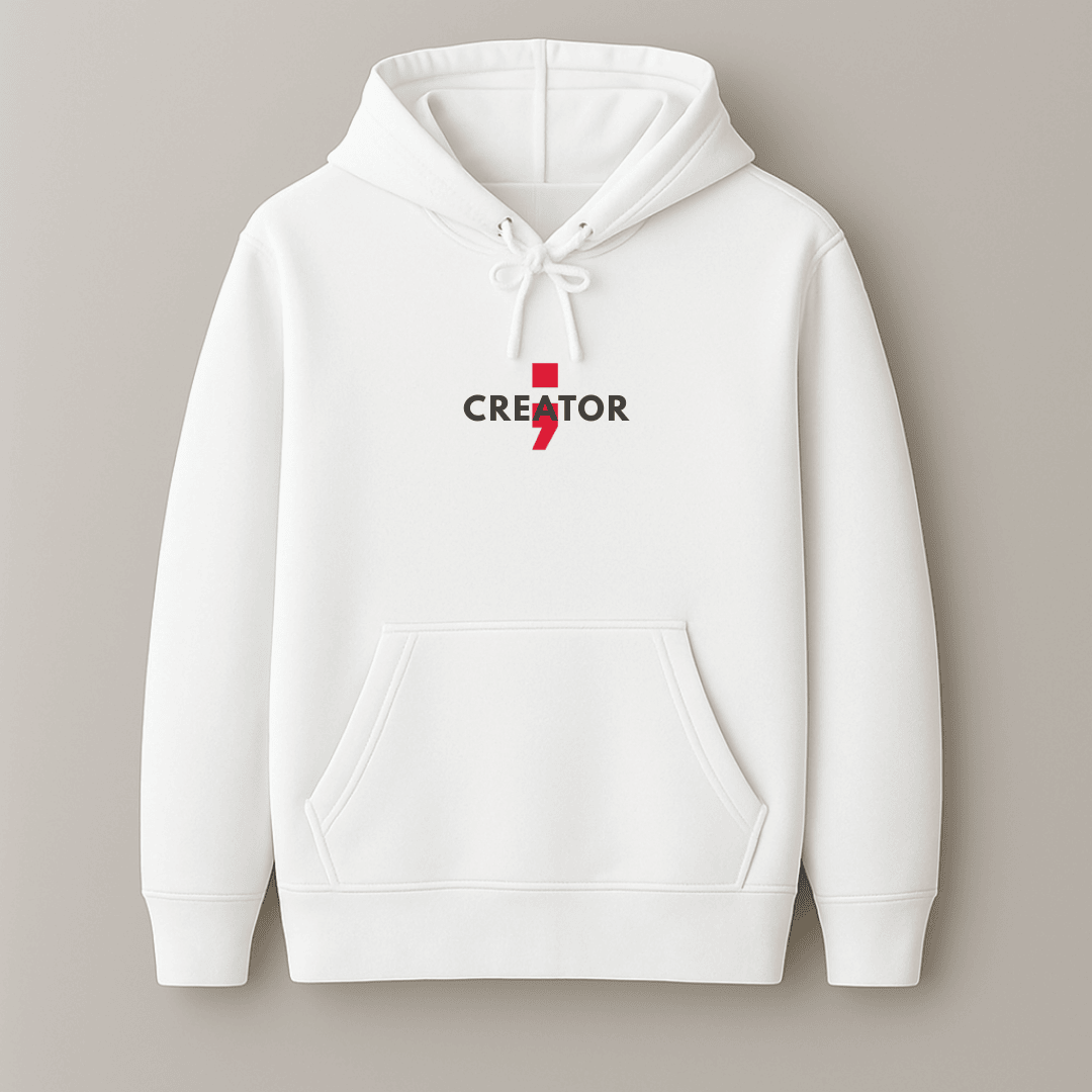 Creator quote graphic hoodie for men and women in white, melange grey, lavender and baby pink by Words Armor
