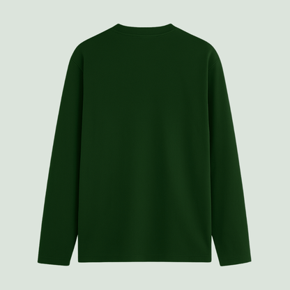 Green long-sleeve shirt on a light gray background wordsarmor