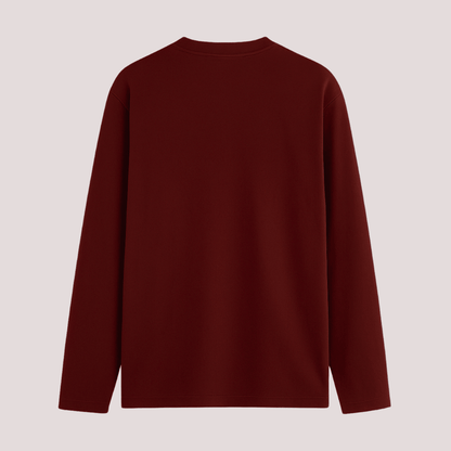 Maroon long-sleeve shirt on a light gray background wordsarmor