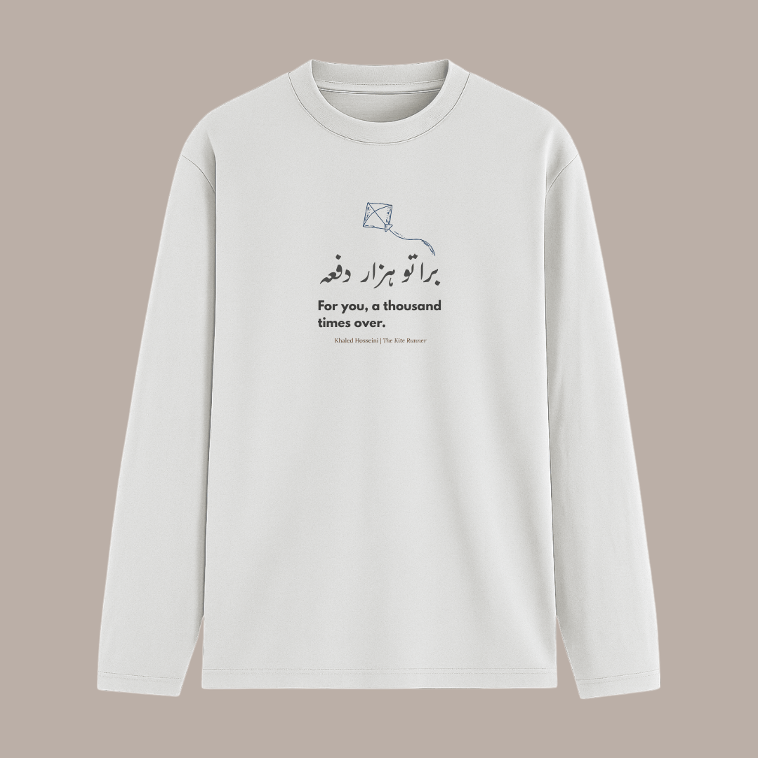 For You a Thousand Times Over Urdu Persian Quote Full Sleeve T-Shirt in White