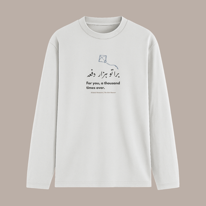 For You a Thousand Times Over Urdu Persian Quote Full Sleeve T-Shirt in White