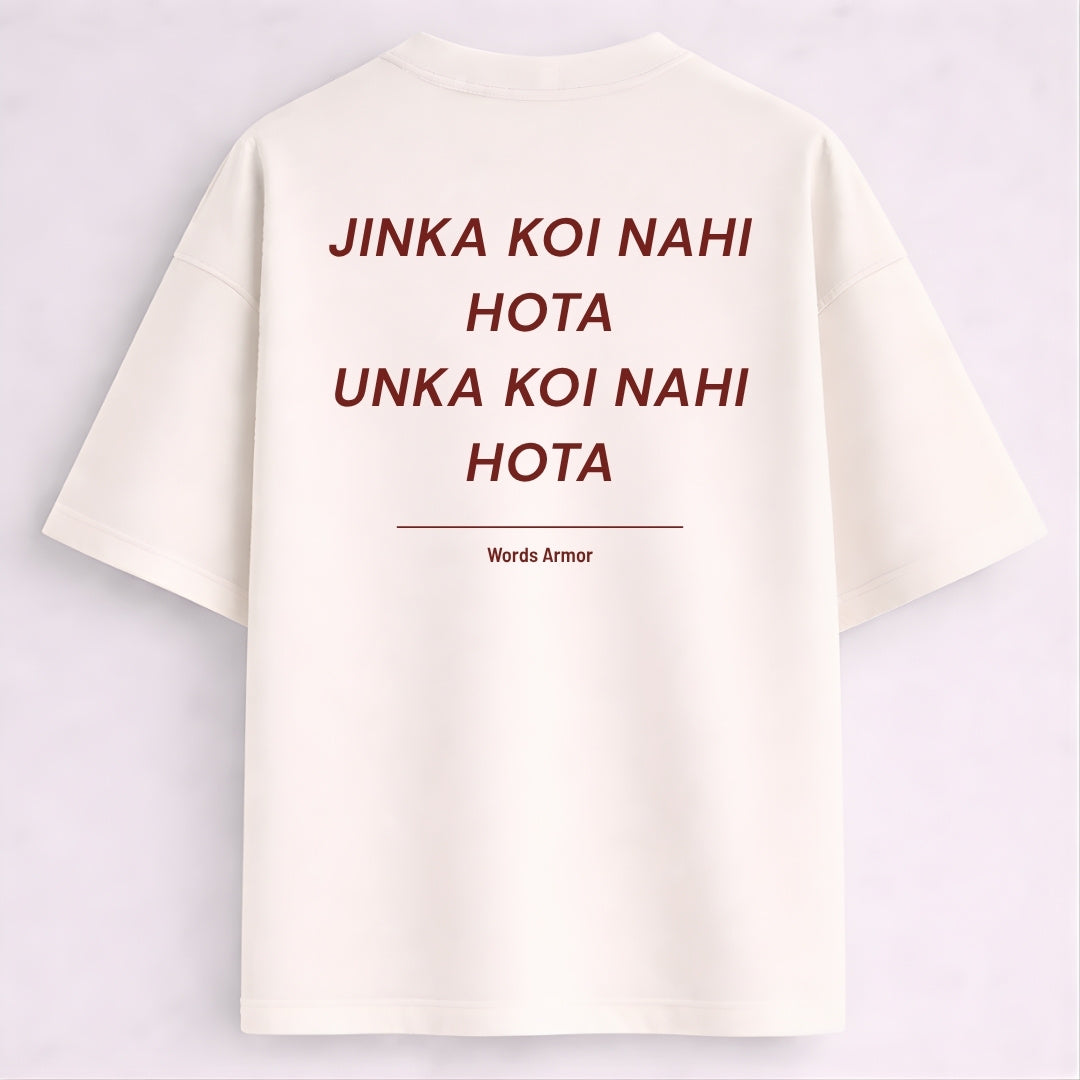 Funny Hindi Quote Back Print Oversized T-Shirt for Men and Women by Words Armor