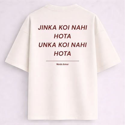 Funny Hindi Quote Back Print Oversized T-Shirt for Men and Women by Words Armor