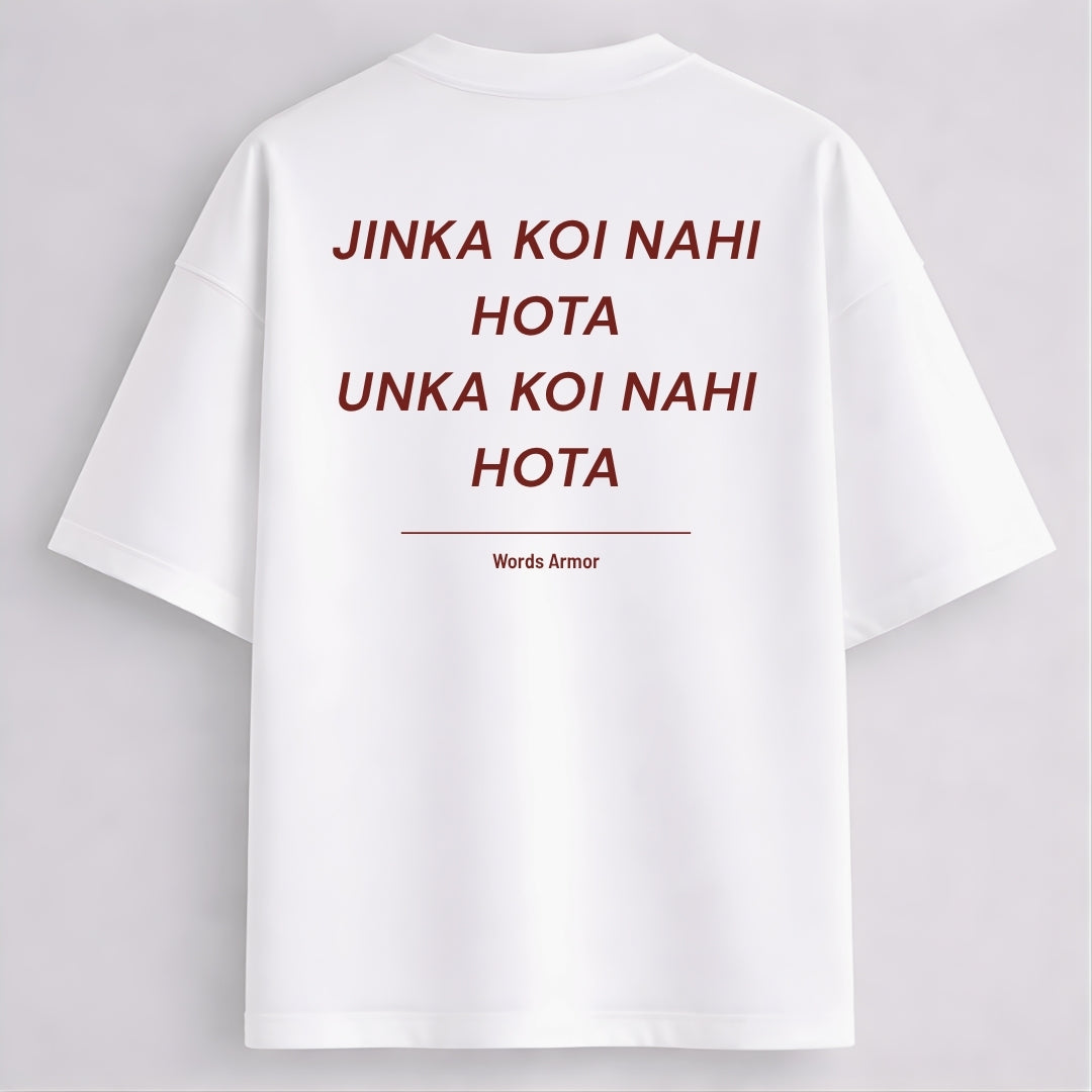Funny Hindi Quote Back Print Oversized T-Shirt for Men and Women by Words Armor